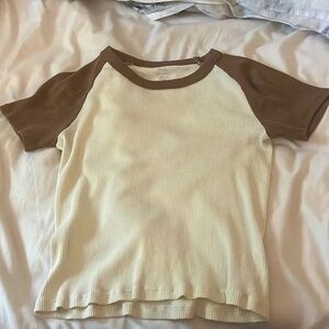 Brandy Melville Bella Top - Brown & Cream